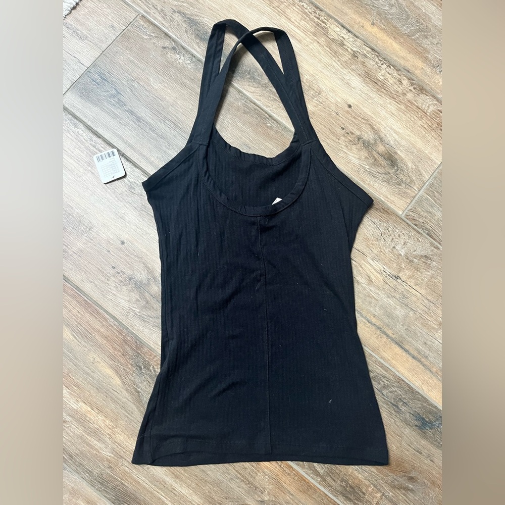 Black Ribbed Tank Top - Picture 4 of 5